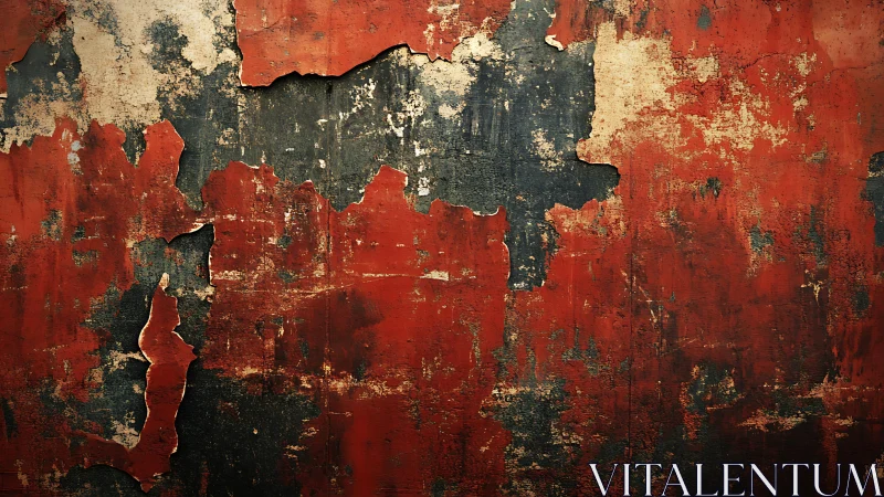 Weathered red and black peeling paint texture, grunge style.