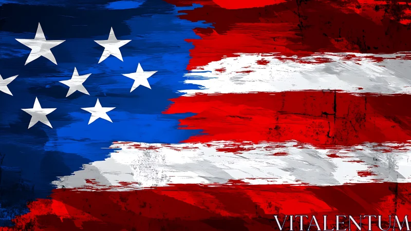 Bold abstract American flag pulses with gritty patriotic energy