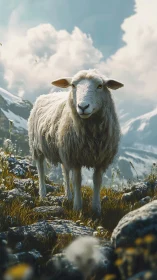 Photorealistic mountain sheep study with cinematic depth of field.