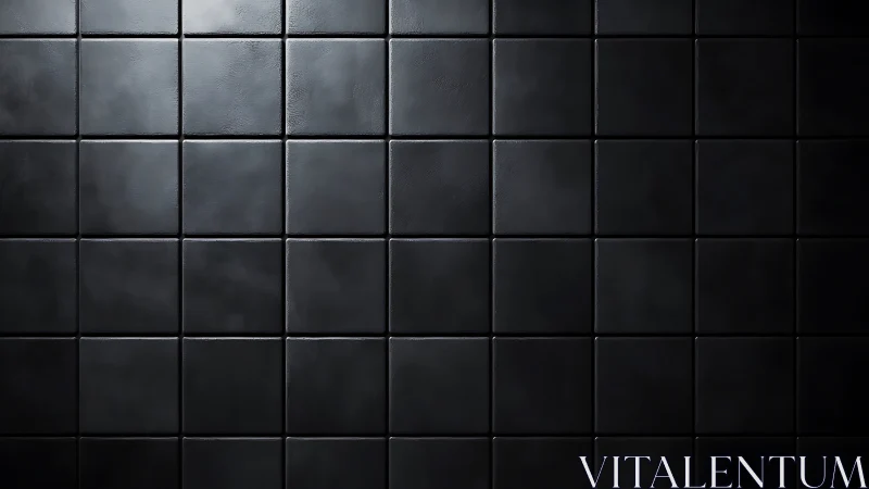 Black tiled wall surface shows uniform grid and subtle lighting