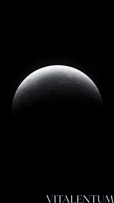 Lunar terminator arc over deep black cosmic void.