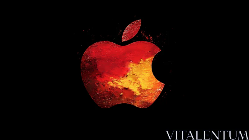 Apple Logo in Fiery Red and Gold Texture