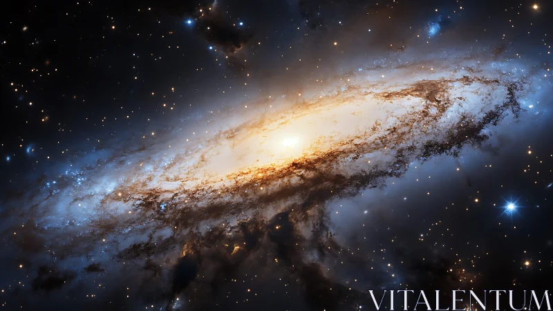 Spiral galaxy curls like a luminous whirlpool in deep space