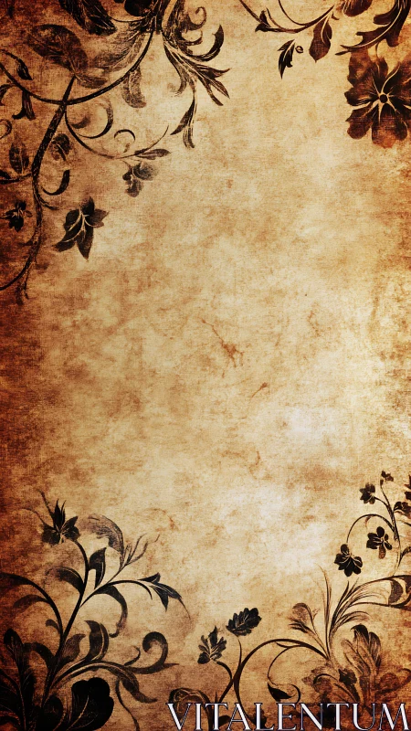 Vintage floral parchment frame with cozy antique charm.