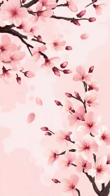 Delicate Cherry Blossoms Dance Gracefully Across Soft Pink