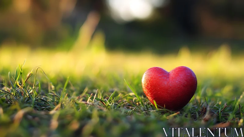 Red Heart-Shaped Fruit on Verdant Grass Surface.