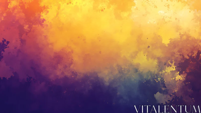 Diffuse warm to cool gradient cloudscape with textured pigment blending