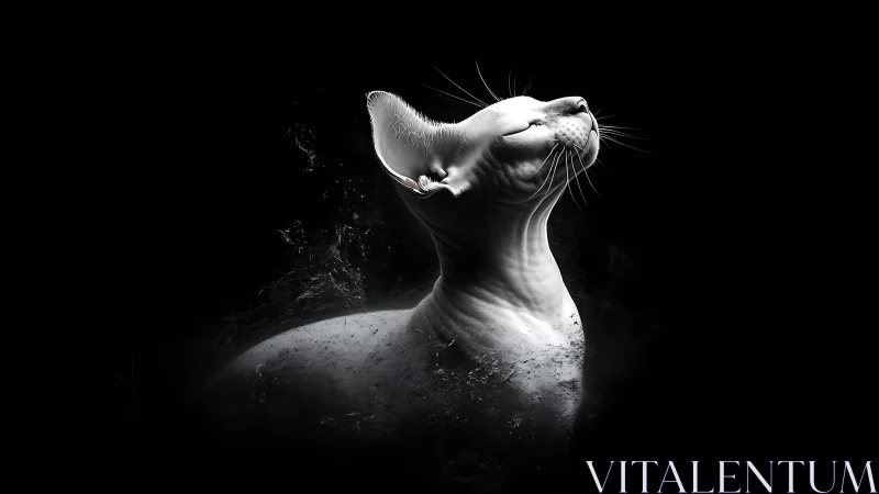 Otter Head Tilted Upward Against Black Background Dramatically