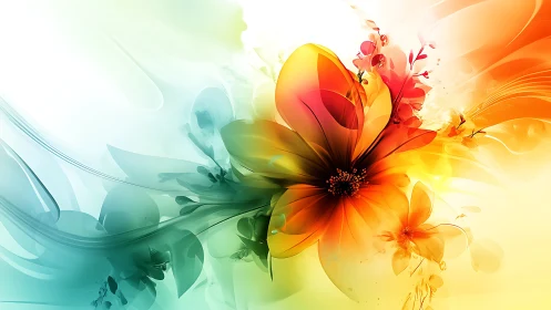 Chromatic Floral Bloom: Vector Gradient Composition with Multi-Layered Flower Elements.