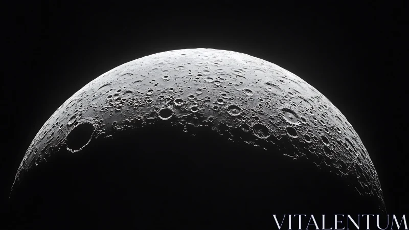 High contrast lunar crescent with detailed crater surface.