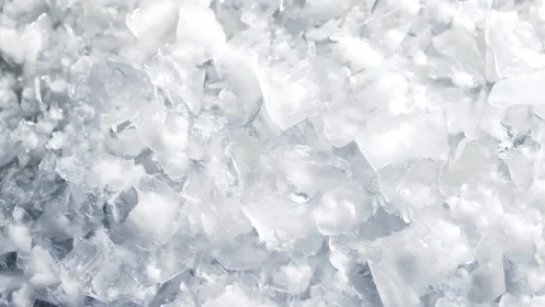 Photorealistic macro of fractured flake ice crystalline field.