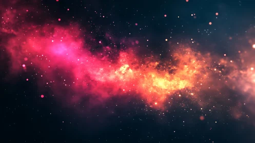 Radiant cosmic nebula glows across a deep starfield sky.