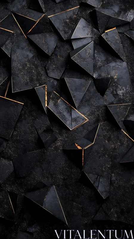 Shimmering geometric shards rest in dark luxurious layers