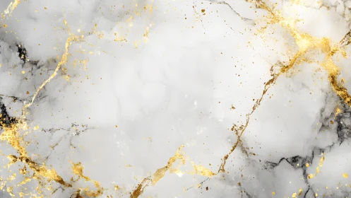 Elegant white and gold marble texture background with abstract accents.