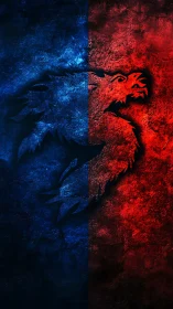 Dual-color dragon emblem split between fire and frost.