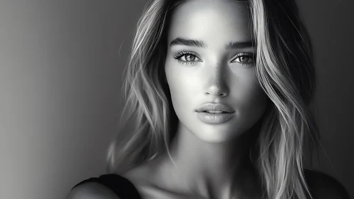 Soft light embraces a calm, confident black and white portrait