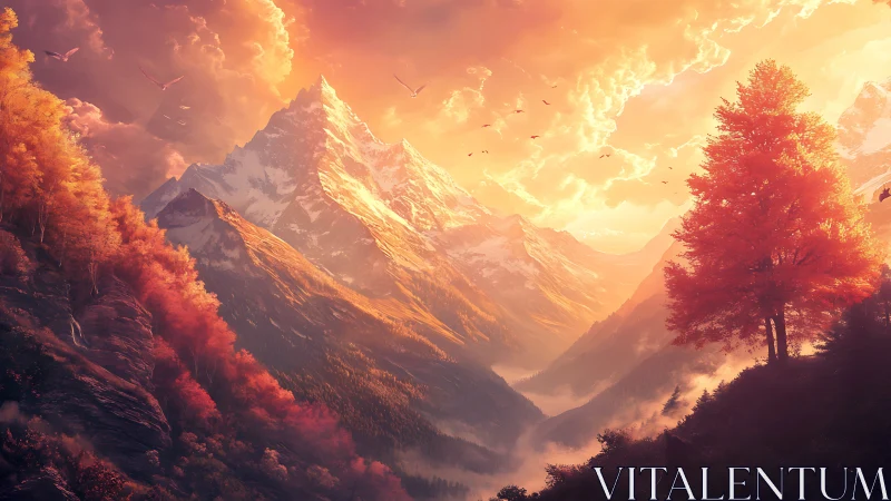 Emberleaf valley beneath a sunrise-carved crystal peak.