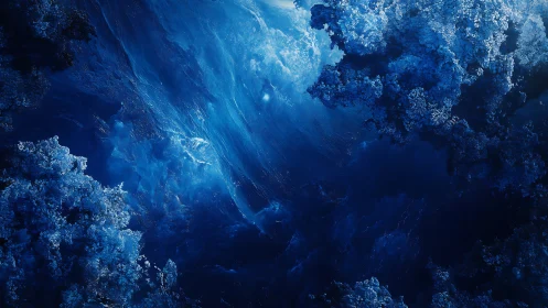 Fractal oceanic nebula field in deep cobalt abstraction.
