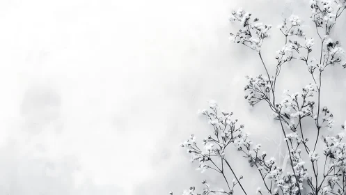 Whispered Branches: Frost-Kissed Delicacy in Monochrome.