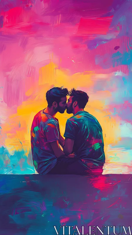 Luminescent Figural Embrace: Neon Chromaticism in Digital Abstraction.