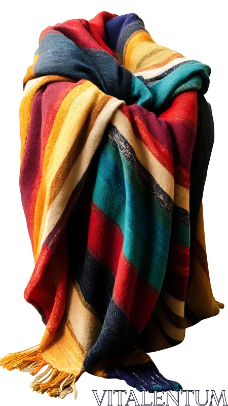 Vibrant Rainbow Striped Blanket with Bold Color Blocks.