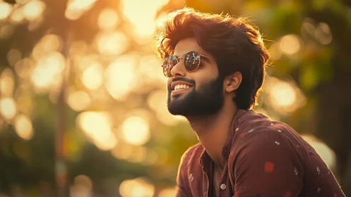 Backlit portrait with shallow depth and warm golden hour bokeh
