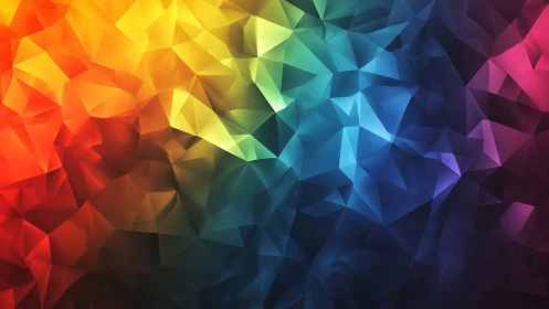 Polygonal spectrum gradient with faceted geometric pattern.