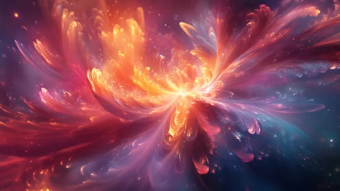 Fractal nebula bloom with radiant cosmic energy core design.