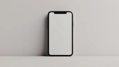 Black smartphone with notch display centered on neutral background