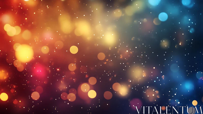 Starlit bokeh cascade drifting from ember glow to twilight blue.