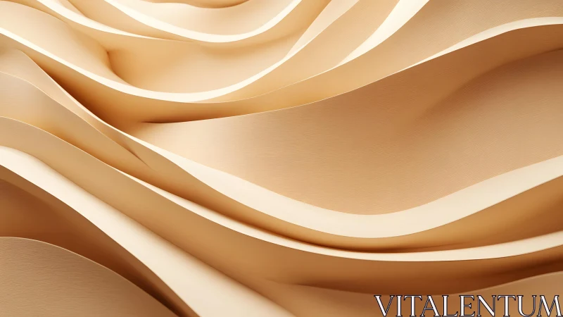 Abstract beige paper waves flowing in minimalist art style.