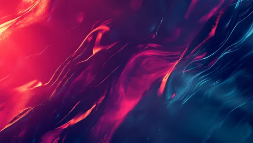 Neon fluid waves merge across deep magenta teal field.