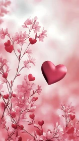 Pink Flowers with Heart Shapes in Dreamy Garden.