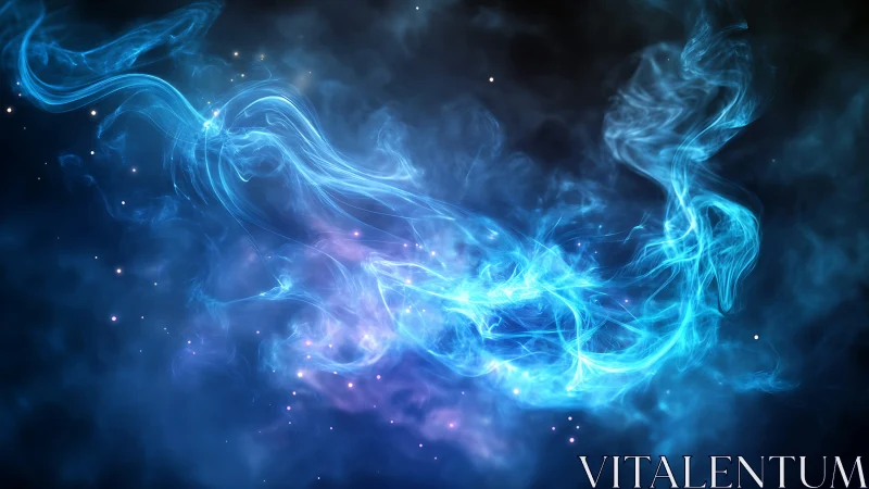 Luminous blue energy stream twists through cosmic void.