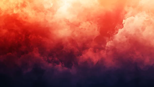 Vibrant red and orange cloudscape with dark lower edge.