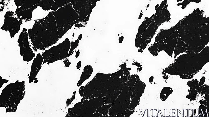 Monochrome irregular black patches on white surface.