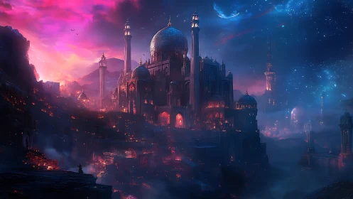 Starlit Sapphire Citadel Crowning a Burning Canyon Dream.