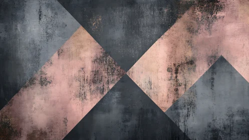 Geometric diagonals with distressed metallic rose overlays