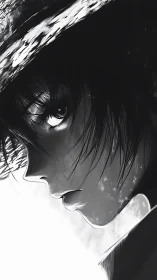 Monochrome anime profile with dramatic rim lighting study.