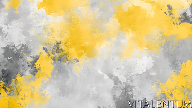 Abstract yellow and gray watercolor painting with bold textured strokes.