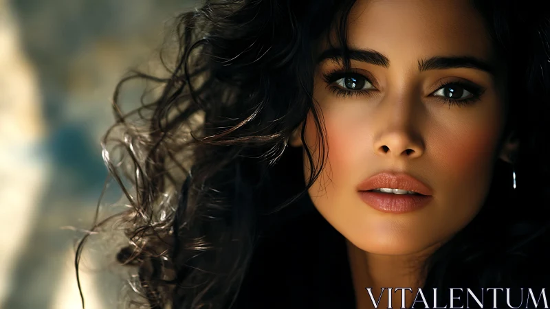 Stormlit gaze and wild curls in cinematic close portrait.