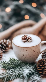 Winter latte daydream cradles pinecone foam and snowfall glow.