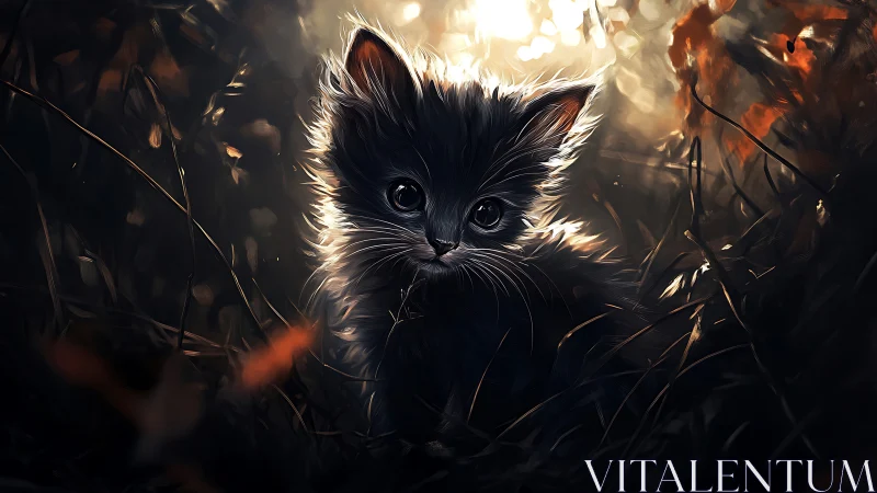 Little Black Kitten's Luminous Forest Adventure.