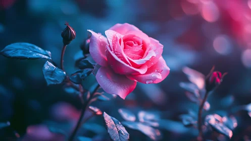 Bioluminescent Rose in Twilight.