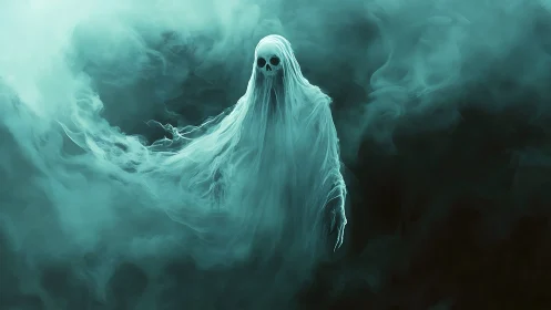Pale wraith unravels from seafoam mist in haunted silence.