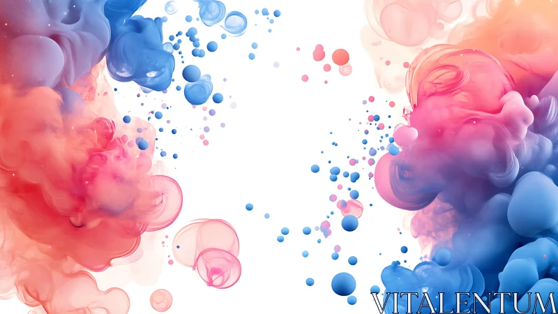 Colorful ink clouds frame swirling abstract negative space.