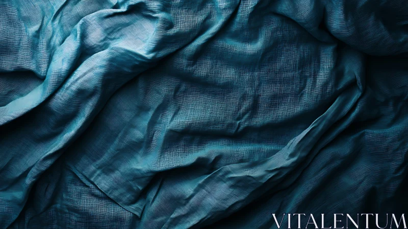 Textured teal fabric surface with directional folds and soft shadows