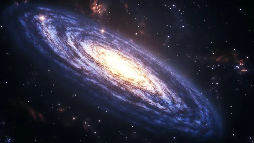 Spiral galaxy disc in oblique view, luminous core emphasis.