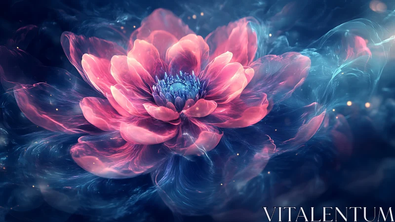 Luminescent cosmic flower unfolding in ethereal nebula.