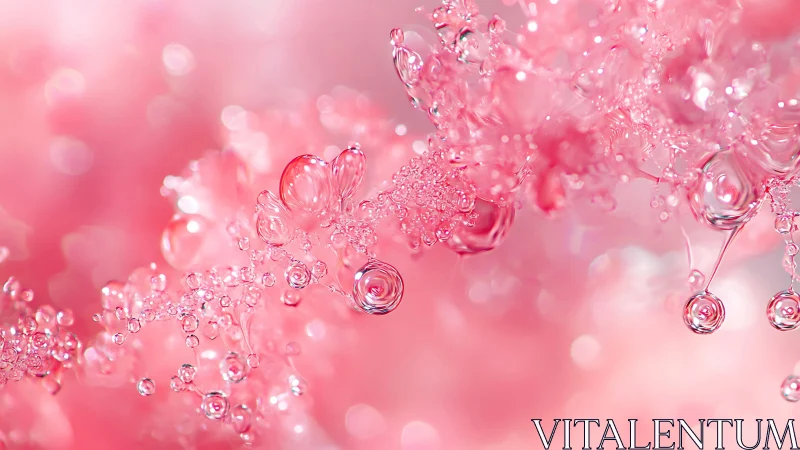 Close-up pink translucent liquid bubbles in soft focus.